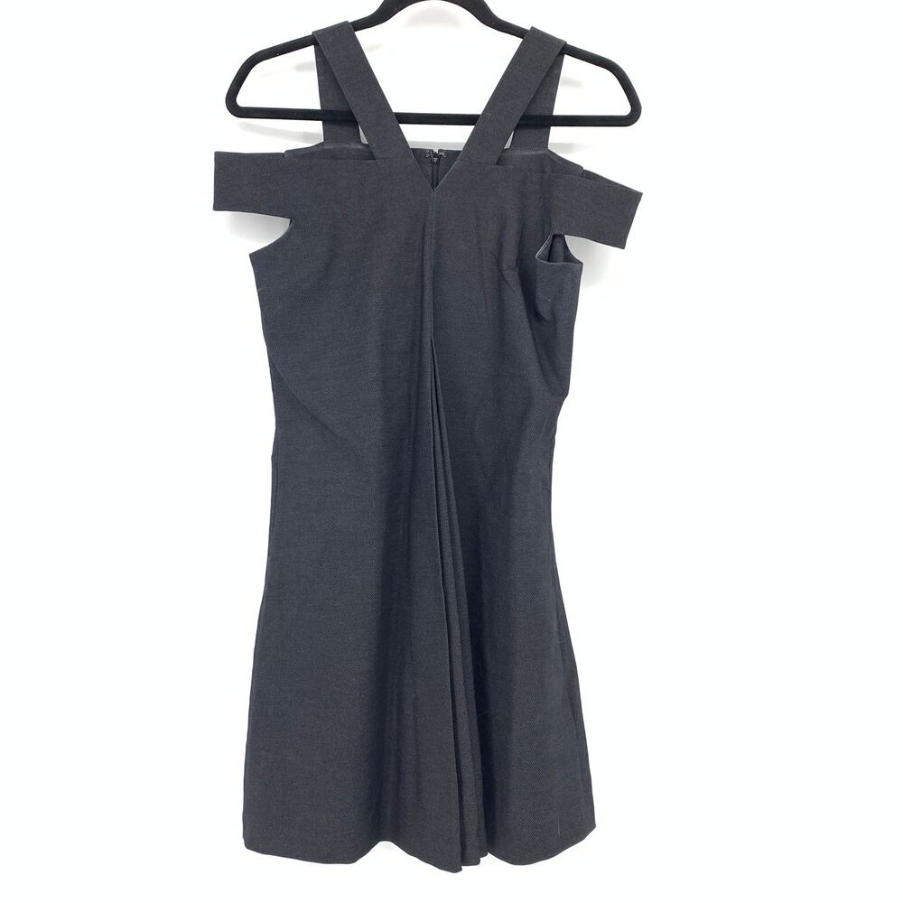 Laundry By Shelli Segal Shoulder Cut Out A-Line Dress Womens 2 Dark Gray Black